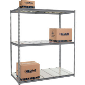 Global Industrial 3 Shelf Extra Heavy Duty Boltless Shelving Z Beam Starter 72Wx24Dx84H Steel Deck