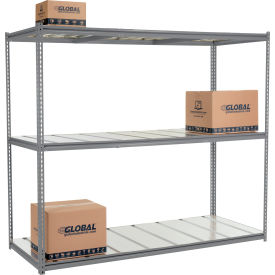 Global Industrial 3 Shelf Extra Heavy Duty Boltless Shelving Z Beam Starter 96Wx24Dx84H Steel Deck