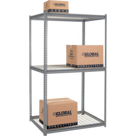 Global Industrial 3 Shelf Extra Heavy Duty Boltless Shelving Z Beam Starter 48Wx24Dx84H Wire Deck