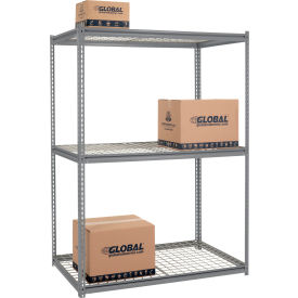 Global Industrial 3 Shelf Extra Heavy Duty Boltless Shelving Z Beam Starter 60Wx24Dx84H Wire Deck