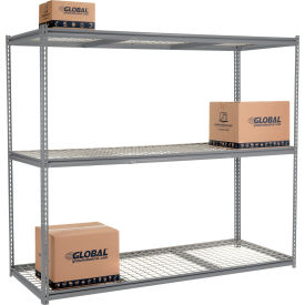 Global Industrial 3 Shelf Extra Heavy Duty Boltless Shelving Z Beam Starter 96Wx24Dx84H Wire Deck