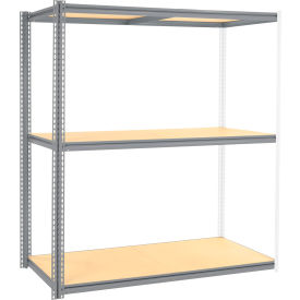 Global Industrial 3 Shelf Extra Heavy Duty Boltless Shelving Z Beam Add On 72Wx24Dx84H Wood Deck