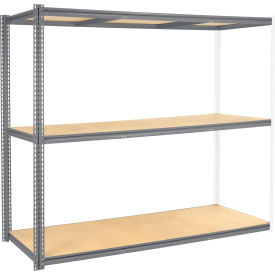 Global Industrial 3 Shelf Extra Heavy Duty Boltless Shelving Z Beam Add On 96Wx24Dx84H Wood Deck