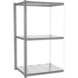 Global Industrial High Cap. Add-On Rack 48Wx24Dx84H 3 Levels Steel Deck 1500lb Per Level GRY