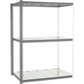 Global Industrial 3 Shelf Extra Heavy Duty Boltless Shelving Z Beam Add On 60Wx24Dx84H Steel Deck