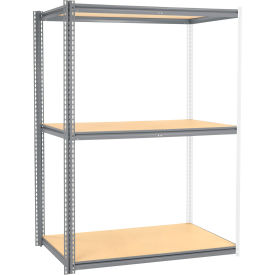 Global Industrial 3 Shelf Extra Heavy Duty Boltless Shelving Z Beam Add On 60Wx24Dx60H Wood Deck