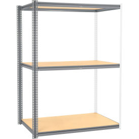 Global Industrial High Cap. Add-On Rack 60Wx48Dx60H 3 Levels Wood Deck 1300 Lb. Per Level GRY