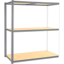 Global Industrial High Cap. Add-On Rack 72Wx36Dx60H 3 Levels Wood Deck 1000 Lb. Per Level GRY