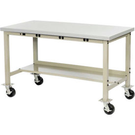 Global Industrial 48 x 30 Mobile Production Workbench - Power Apron, Laminate Safety Edge Tan