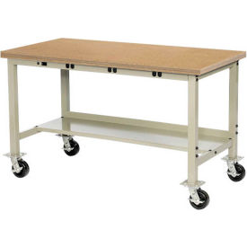 Global Industrial 48 x 30 Mobile Production Workbench - Power Apron - Shop Top Square Edge Tan