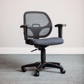 Interion Mesh Office Chair With Mid Back & Adjustable Arms, Fabric, Gray