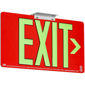 Hubbell Lighting Co DPLPM75DR Dual-Lite DPLPM75DR Exit Sign, Red Aluminum Face & Back w/ Photoluminescent Letters, Double Face image.