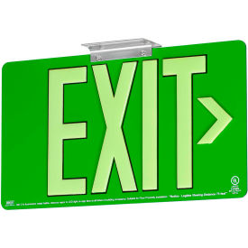 Hubbell Lighting Co DPLPM50SG Dual-Lite DPLPM50SG Exit Sign, Green Aluminum Face & Back w/ Photoluminescent Letters, Single Face image.
