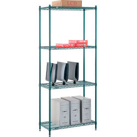 Global Industrial 711202 Nexel® 4 Shelf, Poly-Green® Wire Shelving Unit, Starter, 36"W x 12"D x 54"H image.