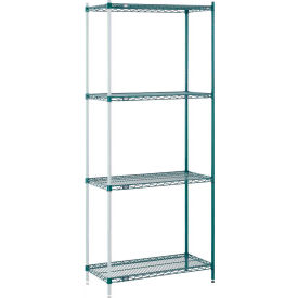 Global Industrial 711203 Nexel® 4 Shelf, Poly-Green® Wire Shelving Unit, Add On, 36"W x 12"D x 54"H image.