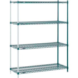 Global Industrial 711211 Nexel® 4 Shelf, Poly-Green® Wire Shelving Unit, Add On, 48"W x 12"D x 54"H image.