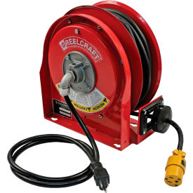 Reelcraft Industries Inc L 3030 123 3 Reelcraft L 3030 123 3 Compact Steel Power Cord Reel, 15A, 12/3, 30 Cord w/ Single Receptacle image.