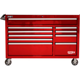 Homak Manufacturing RD04054210 Homak RD04054210 Pro II Series 54-1/2"W X 24-1/2"D X 39"H 10 Drawer Red Roller Tool Cabinet image.