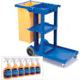 Global Industrial 800377 Global Industrial™ Janitor Cart Blue with Citrus Cleaner Degreaser Case image.