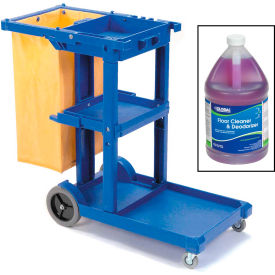 Global Industrial 800378 Global Industrial™ Janitor Cart Blue with Cleaner Deodorizer 2 Gallons image.