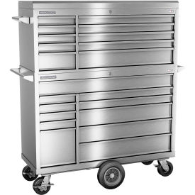INDEPENDENT DESIGN INC  FMPS5421MC Champion FMPS5421MC FMPro Stainless Steel 54"x20-1/4"x66-3/4" 21 Drawer Chest & Roller Cabinet Combo image.