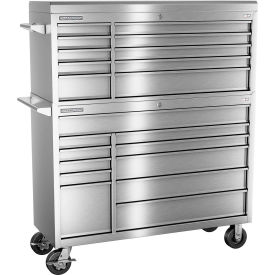 INDEPENDENT DESIGN INC  FMPS5421RC Champion FMPS5421RC FMPro Stainless Steel 54"Wx20"Dx66-1/8"H 21 Drawer Chest & Roller Cabinet Combo image.