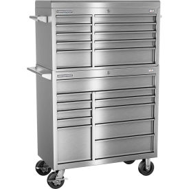 INDEPENDENT DESIGN INC  FMPS4121RC Champion FMPS4121RC FMPro Stainless Steel 41"Wx20"Dx66-1/8"H 21 Drawer Chest & Roller Cabinet Combo image.