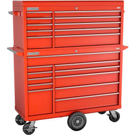 INDEPENDENT DESIGN INC  FMP5421MC-RD Champion FMP5421MC-RD FMPro 54"W x 20-1/4"D x 66-3/4"H 21 Drawer Red Chest & Roller Cabinet Combo image.