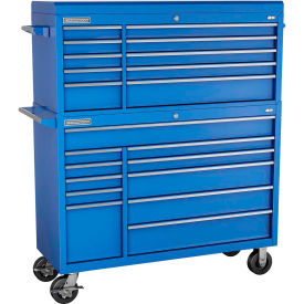 INDEPENDENT DESIGN INC  FMP5421RC-BL Champion FMP5421RC-BL FMPro 54"W x 20"D x 66-1/8"H 21 Drawer Blue Chest & Roller Cabinet Combo image.