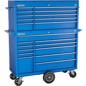 INDEPENDENT DESIGN INC  FMP5421MC-BL Champion FMP5421MC-BL FMPro 54"W x 20-1/4"D x 66-3/4"H 21 Drawer Blue Chest & Roller Cabinet Combo image.