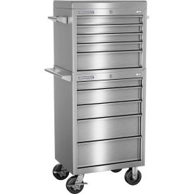 INDEPENDENT DESIGN INC  FMPSA2710RC Champion FMPSA2710RC FMPro All Stainless 27"Wx20"Dx66-1/8"H 10 Drawer Chest & Roller Cabinet Combo image.