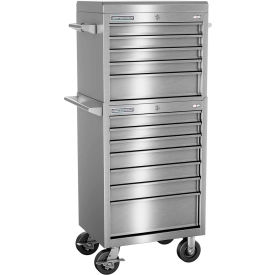 INDEPENDENT DESIGN INC  FMPSA2712RC Champion FMPSA2712RC FMPro All Stainless 27"Wx20"Dx66-1/8"H 12 Drawer Chest & Roller Cabinet Combo image.