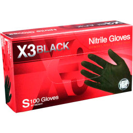 Ammex Corp BX342100 Ammex® BX34 Powder-Free Industrial Grade Nitrile Gloves, Black, 3 MIL, Textured, Small image.