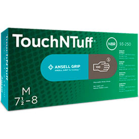 Ansell Protective Products Inc. 93250090 Ansell TouchNTuff 93-250 Nitrile Powder Free Disposable Glove, 5 Mil, Dark Grey, L, 100/Box image.