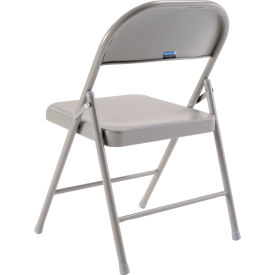 Interion Folding Chair, Steel, Gray - Pkg Qty 4