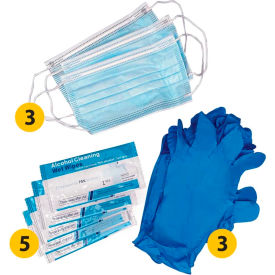 North Safety SAFETYPACK/MD/01 Honeywell North Work-Day Disposable Safety Pack, Includes Masks, Gloves & Wipes image.