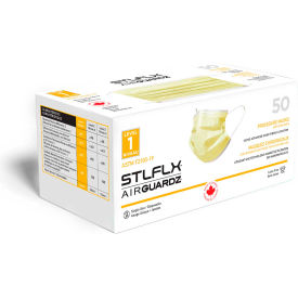 STLFLX AirGUARDZ ASTM F2100 Level 1 Surgical Mask w/ Earloops, Yellow, 50/Box, SEN-710