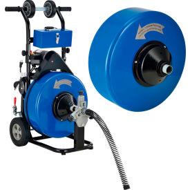Global Industrial 502065 Global Industrial™ Drain Cleaner For 4-9" Pipe W/ 5/8" & 3/4" x 100 Cables & Drums image.