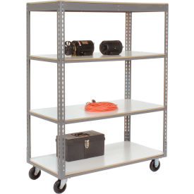 Global Industrial&#153; Boltless Shelf Truck w/4 Shelves & Poly Casters 48""L x 24""W x 65""H Gray