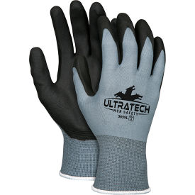 MCR Safety UltraTech Work Gloves 15 Gauge Gray Nylon Shell Black HPT Palm and Fingertips, M