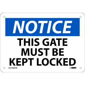 National Marker Company CU-425018 NMC "This Gate Must Be Locked" OSHA Sign image.