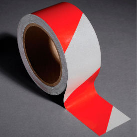 Top Tape And  Label Inc. RST107 INCOM® Safety Tape Reflective Striped Red/White, 2"W x 30L, 1 Roll image.