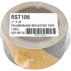 Top Tape And  Label Inc. RST106 INCOM® Safety Tape Reflective Striped Yellow/Black, 2"W x 30L, 1 Roll image.