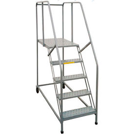 P.W. Platforms, Inc. PW50-4SH30-SP 4 Step Steel Rolling Stock Picker Ladder w/ 42" Handrails, Perforated Treads, 500 Lb Capacity image.