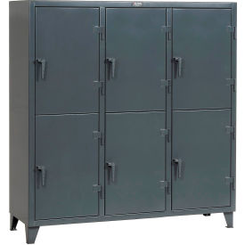 Strong Hold® 2-Tier 6 Door Personal Locker 74"W x 24"D x 78"H Gray All-Welded