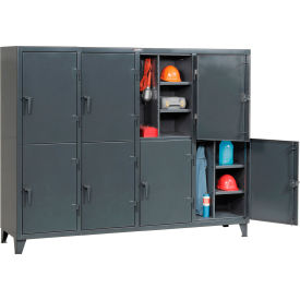 Strong Hold Products 86-24-2TPL StrongHold® 2-Tier 8 Door Personal Locker, 98"W x 24"D x 78"H, Gray, All-Welded image.