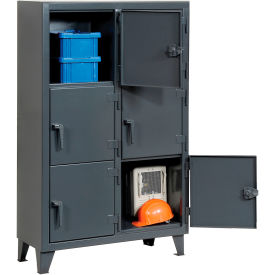 Strong Hold Products 3.55-18-3TMT StrongHold® 3-Tier 6 Door Personal Locker, 42"W x 18"D x 68"H, Gray, All-Welded image.