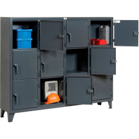 Strong Hold Products 75-18-3TMT StrongHold® 3-Tier 12 Door Personal Locker, 82"W x 18"D x 68"H, Gray, All-Welded image.