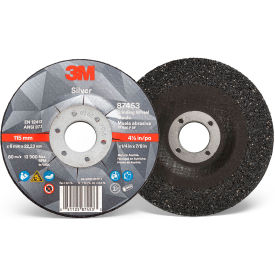 3m 7100141079 3M™ Silver Depressed Center Grinding Wheel, 4-1/2" x 1/4" x 7/8" T27, Ceramic Grain, 36 Grit image.
