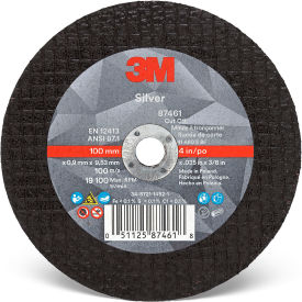 3m 7100139214 3M™ Silver Cut-off Wheel, 4" x 0.035" x 3/8" T1, Ceramic Grain, 36 Grit image.